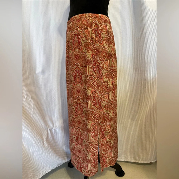 Talbots Multicolored Floral Print Silk Long Skirt Size Petite 12 - Picture 2 of 5